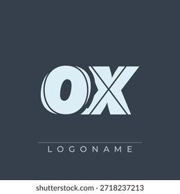 Ein anspruchsvolles und professionelles Logo-Design mit den Initialen OX in einer fetten serifenlosen Schrift, die für verschiedene geschäftliche Branding-Zwecke geeignet ist