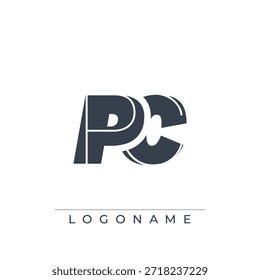 Un diseño de logotipo sofisticado y profesional que presenta las iniciales de la PC en una tipografía sans serif audaz adecuada para varios propósitos de marca comercial