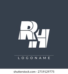 Un diseño de logotipo sofisticado y profesional con las iniciales RH en una tipografía sans serif atrevida adecuada para varios propósitos de marca comercial