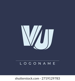 Un diseño de logotipo sofisticado y profesional con las iniciales VU en una tipografía sans serif atrevida adecuada para varios propósitos de marca comercial