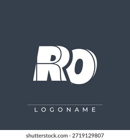 Un diseño de logotipo sofisticado y profesional que presenta las iniciales RO en una tipografía sans serif en negrita adecuada para varios propósitos de marca comercial