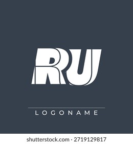 Un diseño de logotipo sofisticado y profesional que presenta las iniciales RU en una tipografía sans serif en negrita adecuada para varios propósitos de marca comercial