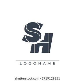 Um design de logotipo sofisticado e profissional com as iniciais SH em uma fonte sem serifa arrojada adequada para várias finalidades de marca comercial