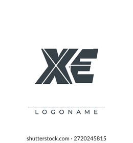 Un diseño de logotipo sofisticado y profesional con las iniciales XE en una tipografía sans serif atrevida adecuada para varios propósitos de marca comercial
