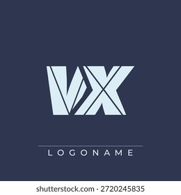 Un diseño de logotipo sofisticado y profesional que presenta las iniciales VX en una tipografía sans serif audaz adecuada para varios propósitos de marca comercial
