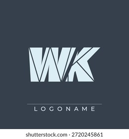 Un diseño de logotipo sofisticado y profesional con las iniciales WK en una tipografía sans serif atrevida adecuada para varios propósitos de marca comercial