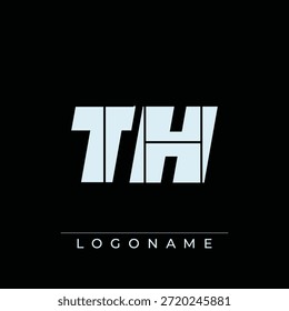 Un diseño de logotipo sofisticado y profesional con las iniciales TH en una tipografía sans serif atrevida adecuada para varios propósitos de marca comercial