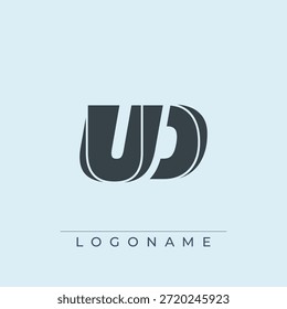 Un diseño de logotipo sofisticado y profesional con las iniciales UD en una tipografía sans serif atrevida adecuada para varios propósitos de marca comercial