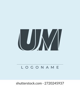 Un diseño de logotipo sofisticado y profesional que presenta las iniciales UM en una tipografía sans serif audaz adecuada para varios propósitos de marca comercial