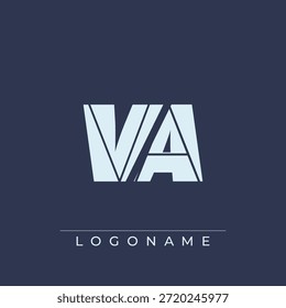Un diseño de logotipo sofisticado y profesional que presenta las iniciales VA en una tipografía sans serif en negrita adecuada para varios propósitos de marca comercial