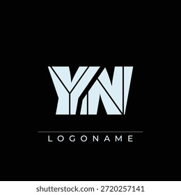 Un diseño de logotipo sofisticado y profesional con las iniciales YN en una tipografía sans serif atrevida adecuada para varios propósitos de marca comercial