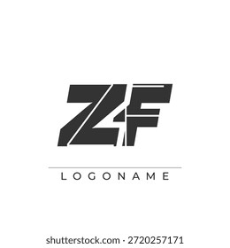 Un diseño de logotipo sofisticado y profesional con las iniciales ZF en una tipografía sans serif atrevida adecuada para varios propósitos de marca comercial