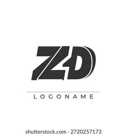 Un diseño de logotipo sofisticado y profesional con las iniciales ZD en una tipografía sans serif atrevida adecuada para varios propósitos de marca comercial