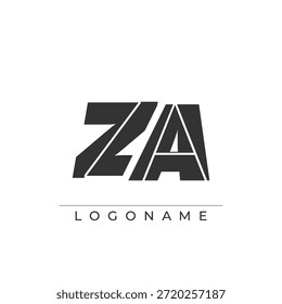 Un diseño de logotipo sofisticado y profesional con las iniciales ZA en una tipografía sans serif atrevida adecuada para varios propósitos de marca comercial
