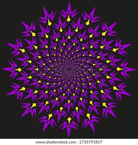 Sophisticated purples patterns. Magnificent yellow Vector. Dark background arrangements. Magnificent radial compositions. EPS 10.