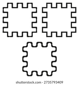 Sophisticated puzzle frames. Professional square borders. Professional Vector outlines. Interlocking geometry items. EPS 10.