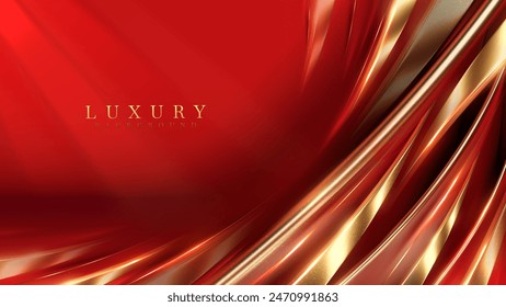 Sophisticated red and gold abstract background with smooth curves and shimmering highlights, ideal for luxury themes and premium designs. Vector illustration.