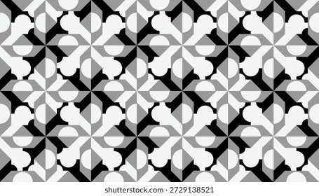 Ausgefeiltes geometrisches Ornament mit sich wiederholenden Graustufen. Professionelle Vektorgrafik für Premium-Branding und technisches Architekturdesign