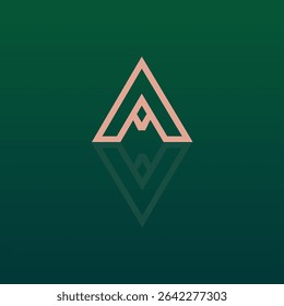 Sophisticated rose-gold 'A' logo with mirrored reflection, perfect for high-end fashion, beauty brands, or premium corporate identity. Timeless and refined