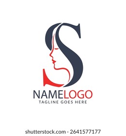 Sophisticated S Letter Logo for Beauty, Fashion, and Cosmetic Brands Featuring an Elegant Womans Face Profile, Ideal for Salon and Spa Branding.