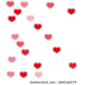 Sophisticated scattered hearts confetti vector illustration. Romantic holiday party decor. Ruby red hearts love passion symbols isolated on transparent background. Romantic event cute decor.