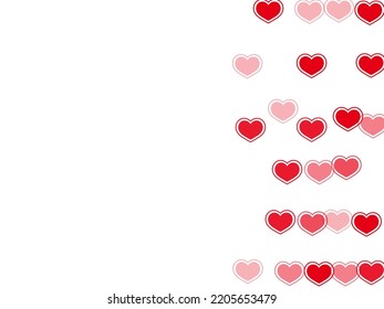 Sophisticated Scattered Hearts Falling Vector Illustration. Modern Wedding Decor Design. Bright Hearts Love Emotion Symbols Isolated On Transparent Background. Valentine's Day Sweet Decor.