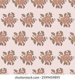 Sophisticated seamless botanical pattern in a vintage style. Ideal for fabric prints, packaging, and elegant wallpapers.