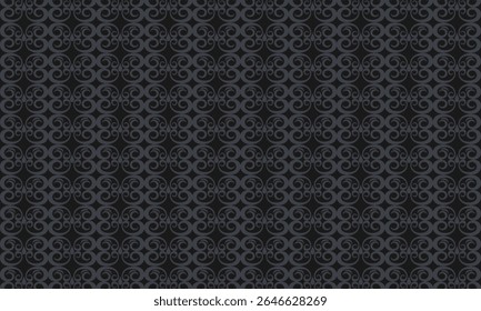 Sofisticado padrão sem emenda com redemoinhos cinza escuro em um fundo de carvão, criando uma textura sutil e elegante. Perfeito para sites, papéis digitais, têxteis, embalagens, marcas e apresentações