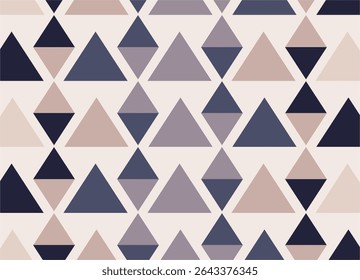 Un sofisticado patrón sin costuras de triángulos geométricos en tonos de azul marino, rubor y crema. Ideal para telas, Fondos de pantalla, fondos digitales y diseños contemporáneos.