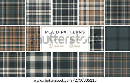 Sophisticated seamless tartan plaid pattern in forest green and warm brown. A timeless textile design ideal for classic fashion, rustic decor, seasonal branding, and elegant digital wallpapers.