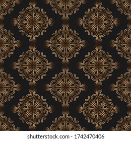 Sophisticated seamless vector pattern. Golden effect. Magnificent composition.