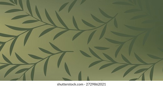 A sophisticated and serene botanical pattern featuring an array of delicate leaf silhouettes, artfully arranged against a soft, gradient green backdrop.