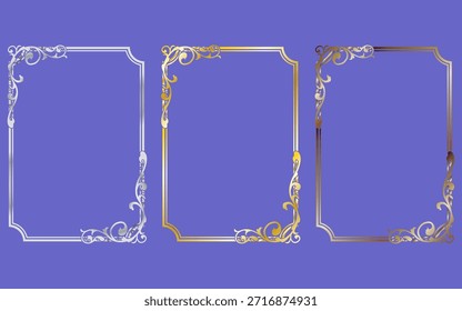 A sophisticated set of gold and silver gradient frames inspired by Art Nouveau and classic Gothic design. Elegant, hand-drawn, and perfect for posters, covers, and stylish layouts.