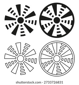 Sophisticated shutter icon. Professional cameras symbols. Elaborate apertures Vector. Comprehensive diaphragms illustrations