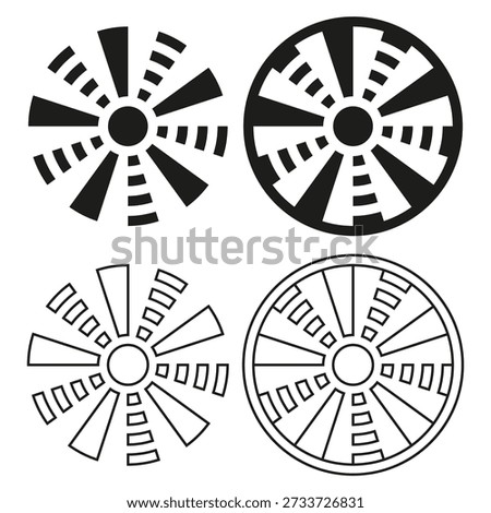 Sophisticated shutter icon. Professional cameras symbols. Elaborate apertures Vector. Comprehensive diaphragms illustrations