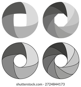 Lente de obturador sofisticado. Sofisticado Vector circular. Brillante símbolo de degradado. Icono avanzado del proceso de la cámara. EPS 10.