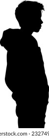  A sophisticated side view silhouette depicting a teenager boy with a composed and contemplative demeanor, capturing his unique character with simplicity and elegance