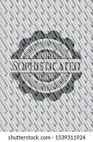 Sophisticated silver color emblem or badge. Scales pattern. Vector Illustration. Detailed.