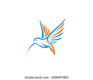 sophisticated and simple lines flying hummingbird logo 