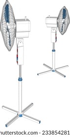 La sofisticada sencillez: Un diseño de ventilador de pie vectorial refinado.