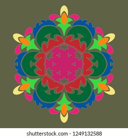 Sophisticated snowflake design element on Terrarium Moss background. Line structure minimal vector decor. Set mandala style Christmas or New Year snowflake.