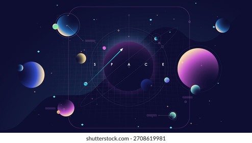 Sofisticado fundo espacial adaptado para folhetos e apresentações, com uma paleta de cores nítida.