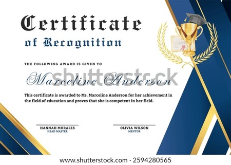 A sophisticated and stylish certificate template featuring a smooth gradient design. Perfect for awards, achievements, or recognition, it combines elegance with modern aesthetics, ensuring  professiol