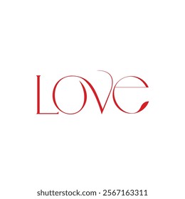 A sophisticated, stylized graphic of the word "LOVE" in a bold, red color.