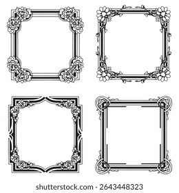 Sophisticated Swirl Vintage Decorative Floral Border Vector Set Packs

