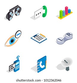 Sophisticated technology icons set. Isometric set of 9 sophisticated technology vector icons for web isolated on white background
