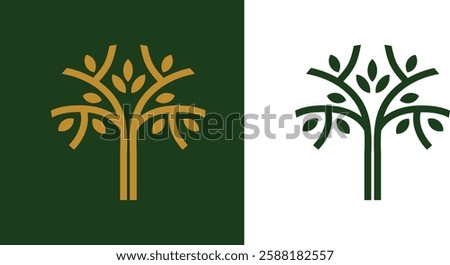 Sophisticated tree logo featuring organic and botanical designs. Perfect for branding in eco-friendly, natural, or botanical-themed businesses and projects.