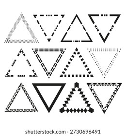 Sophisticated triangular border. Intricate monochrome Vector. Comprehensive geometry collection. Professional graphic ornament. EPS 10.