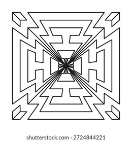 Sofisticados laberintos de túnel. Sofisticado Vector de línea. Sofisticado corredor de laberinto. Ilustración estructural sofisticada. EPS 10.