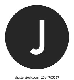 Sophisticated vector featuring the letter J in bold black on a dark circular background. Perfect for elegant designs, modern logos, and branding projects with a minimalist aesthetic.